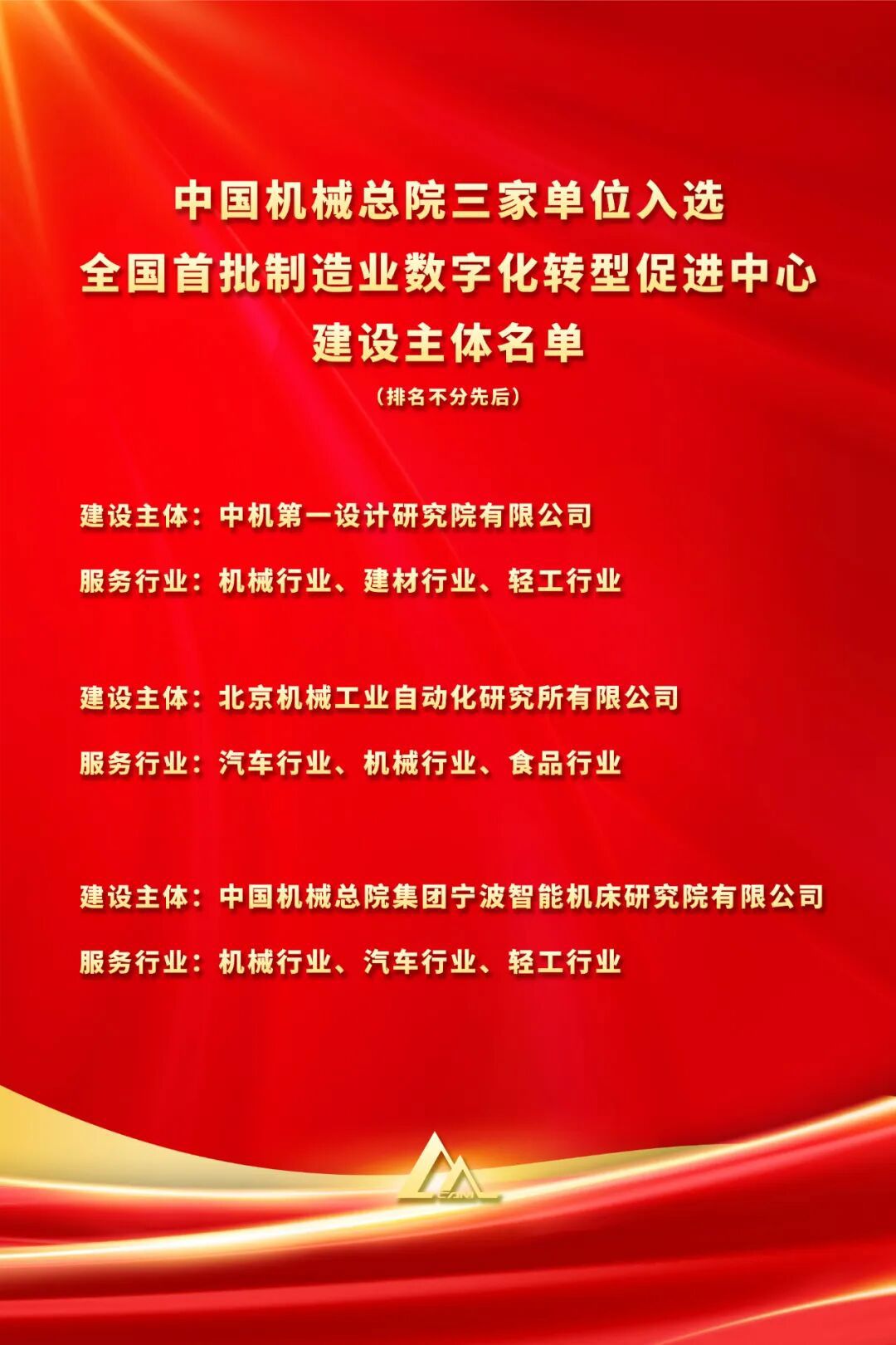 全国首批！中国开云（中国）总院三家单位入选工信部首批制造业数字化转型促进中心建设主体名单